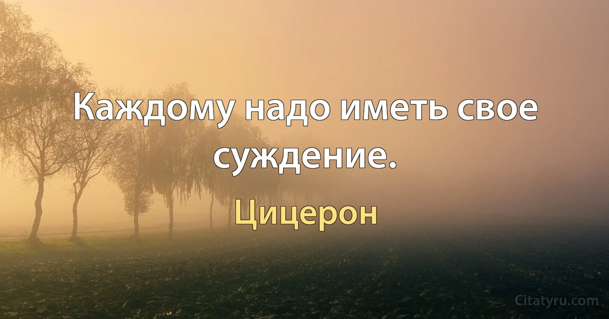 Каждому надо иметь свое суждение. (Цицерон)