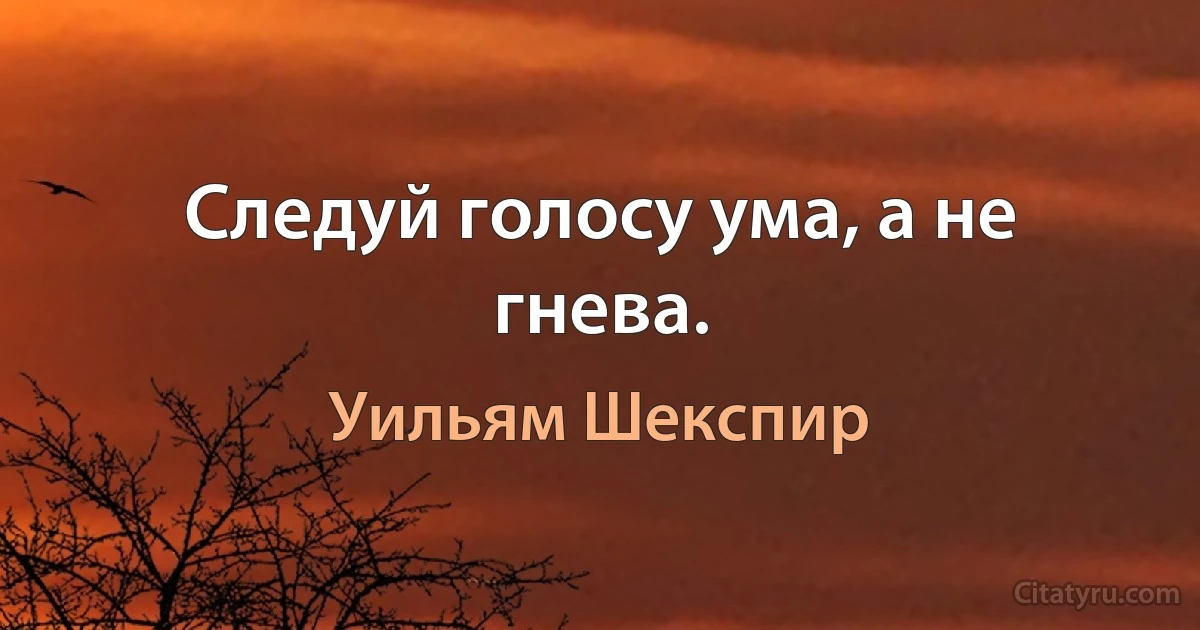 Следуй голосу ума, а не гнева. (Уильям Шекспир)