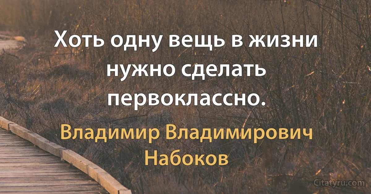 Хоть одну вещь в жизни нужно сделать первоклассно. (Владимир Владимирович Набоков)