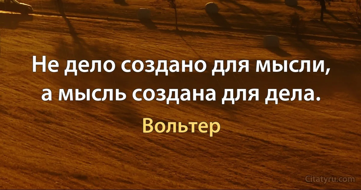 Не дело создано для мысли, а мысль создана для дела. (Вольтер)