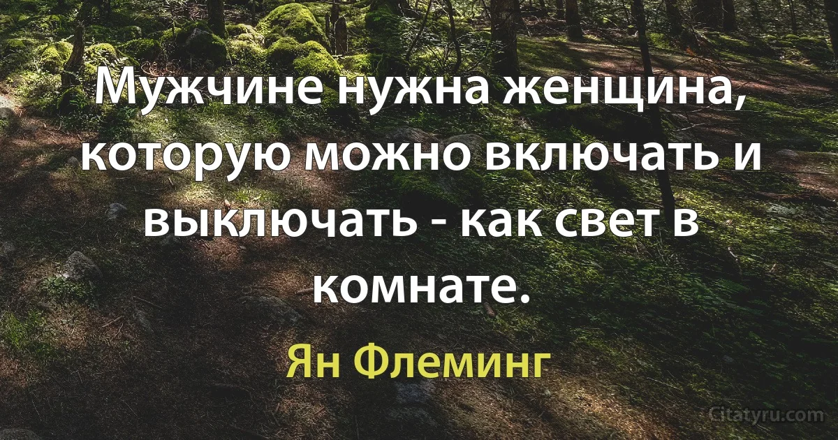 Мужчине нужна женщина, которую можно включать и выключать - как свет в комнате. (Ян Флеминг)