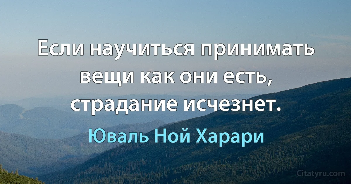 Если научиться принимать вещи как они есть, страдание исчезнет. (Юваль Ной Харари)