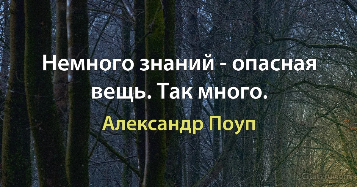 Немного знаний - опасная вещь. Так много. (Александр Поуп)