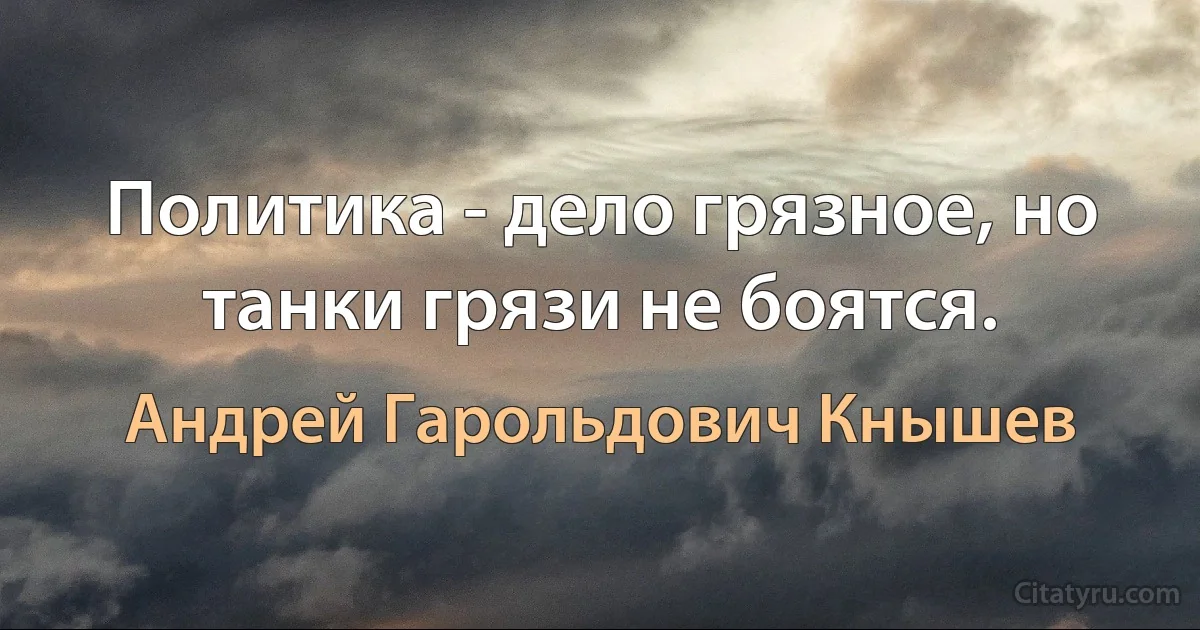 Политика - дело грязное, но танки грязи не боятся. (Андрей Гарольдович Кнышев)