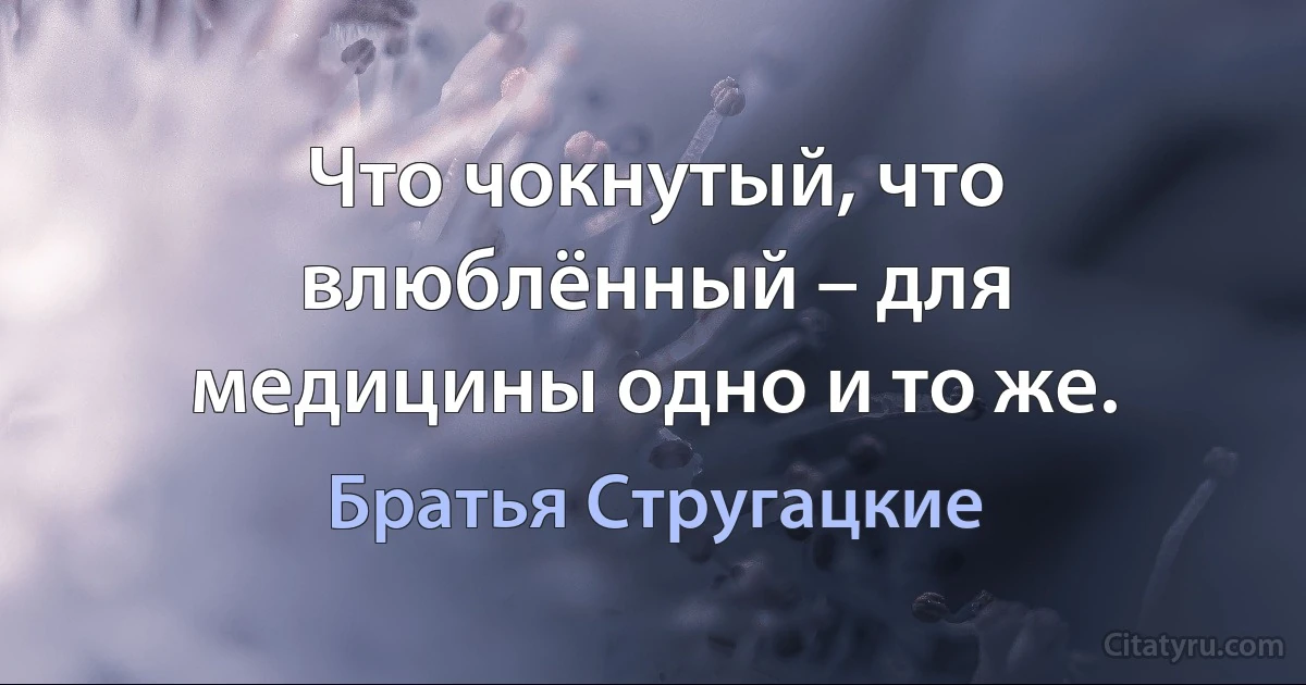 Что чокнутый, что влюблённый – для медицины одно и то же. (Братья Стругацкие)