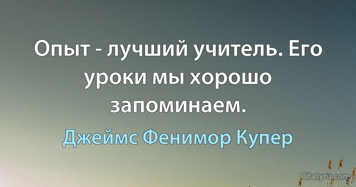 Опыт - лучший учитель. Его уроки мы хорошо запоминаем. (Джеймс Фенимор Купер)