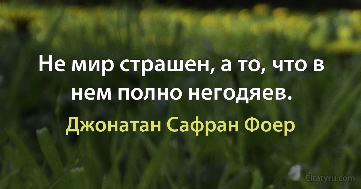 Не мир страшен, а то, что в нем полно негодяев. (Джонатан Сафран Фоер)