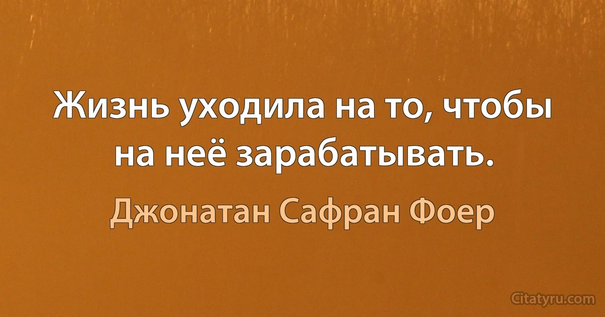 Жизнь уходила на то, чтобы на неё зарабатывать. (Джонатан Сафран Фоер)