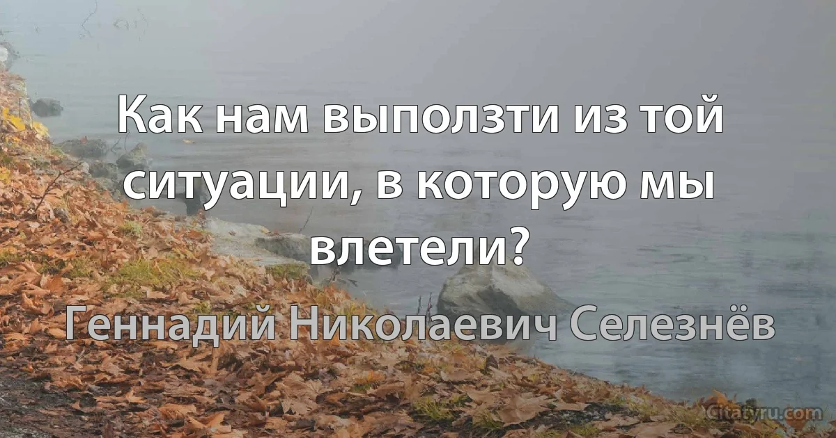 Как нам выползти из той ситyации, в котоpyю мы влетели? (Геннадий Николаевич Селезнёв)