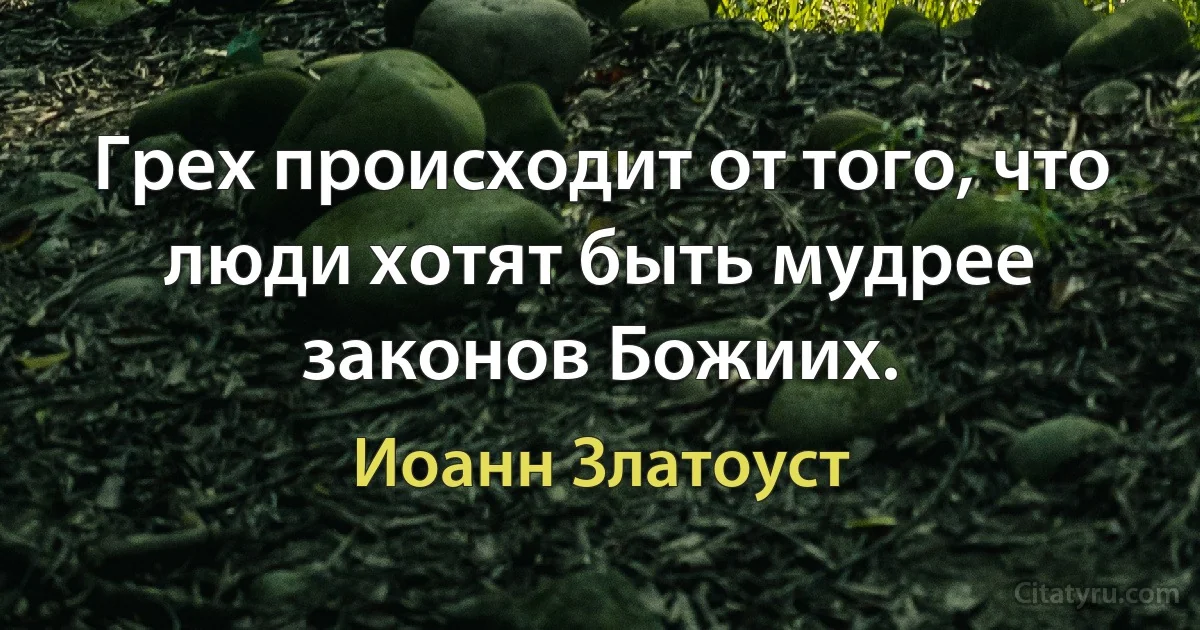 Грех происходит от того, что люди хотят быть мудрее законов Божиих. (Иоанн Златоуст)