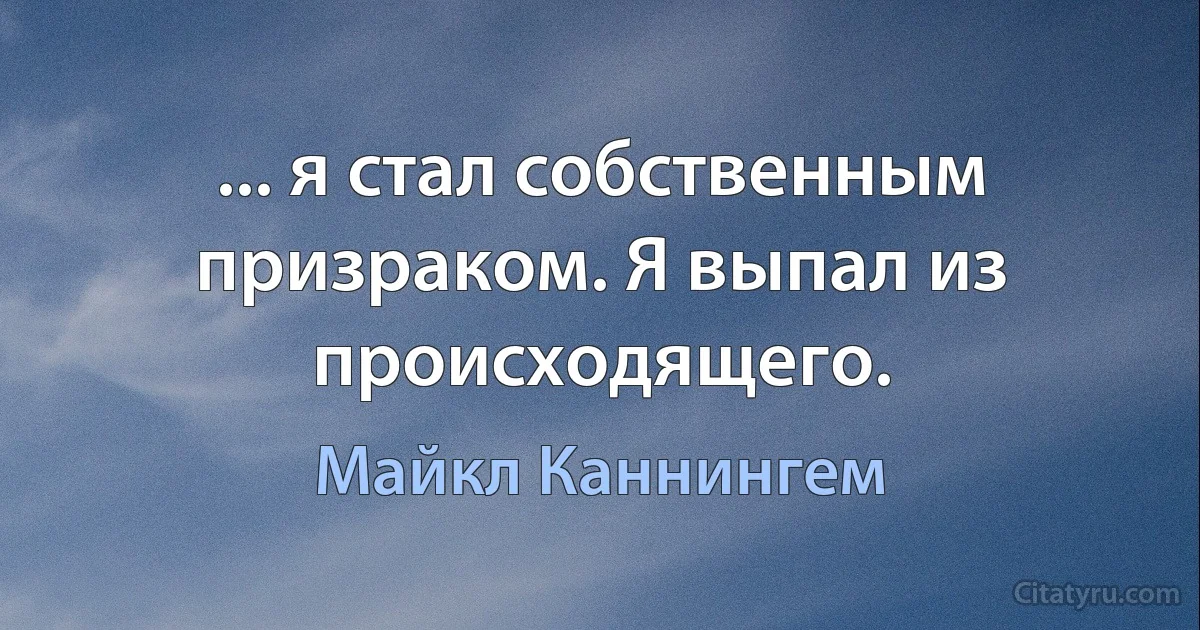 ... я стал собственным призраком. Я выпал из происходящего. (Майкл Каннингем)