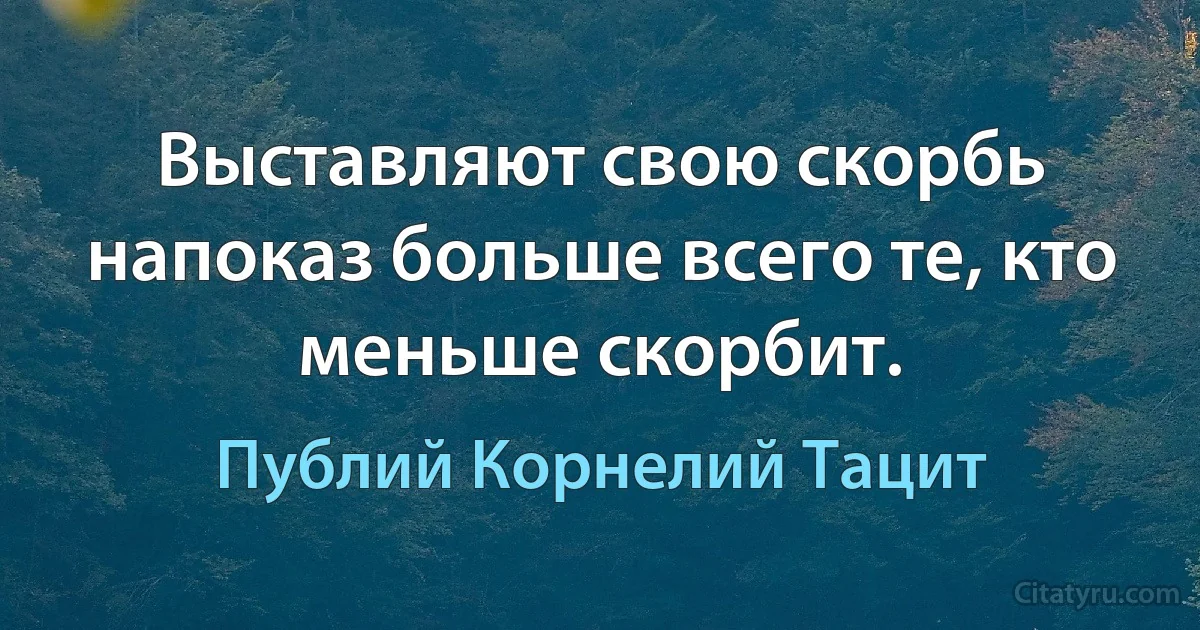 Выставляют свою скорбь напоказ больше всего те, кто меньше скорбит. (Публий Корнелий Тацит)