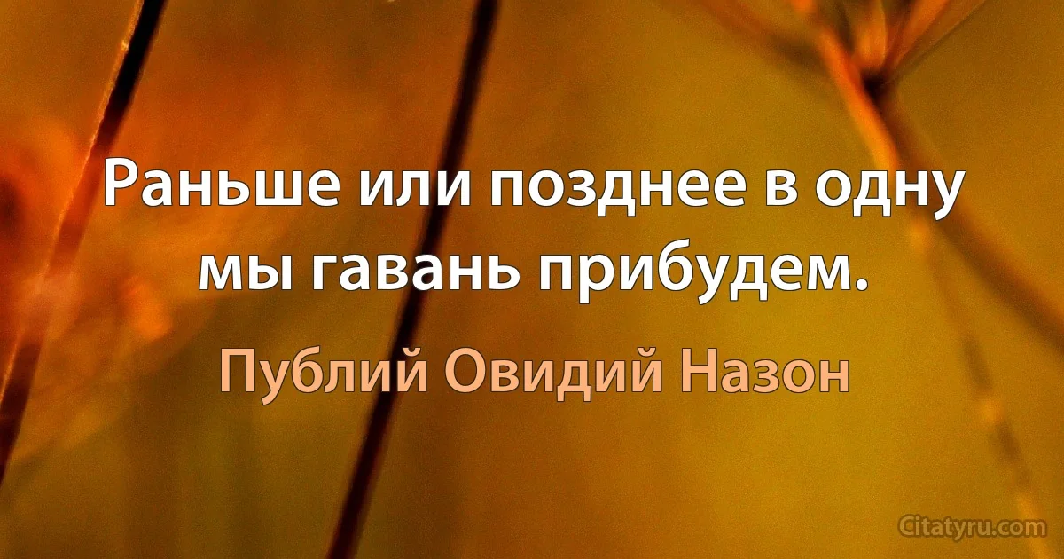 Раньше или позднее в одну мы гавань прибудем. (Публий Овидий Назон)