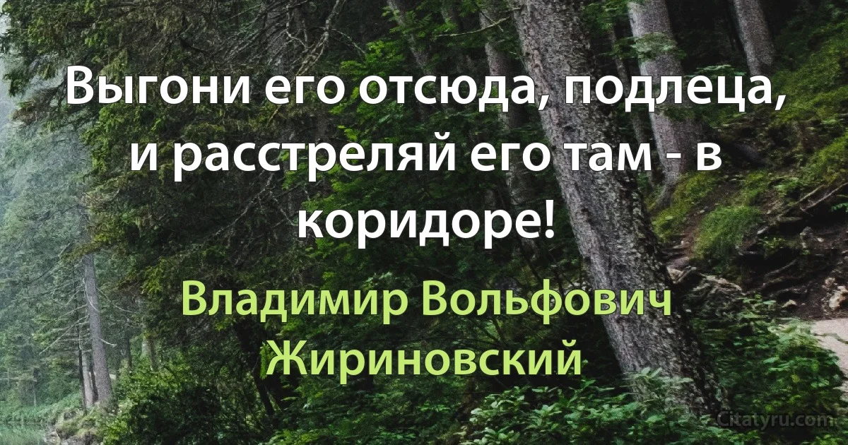 Выгони его отсюда, подлеца, и расстреляй его там - в коридоре! (Владимир Вольфович Жириновский)