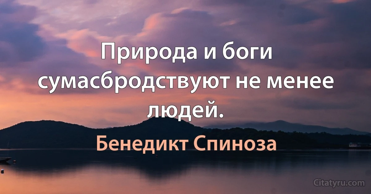 Природа и боги сумасбродствуют не менее людей. (Бенедикт Спиноза)