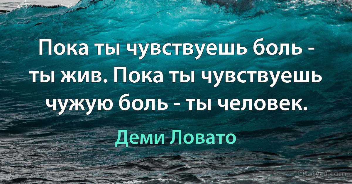 Пока ты чувствуешь боль - ты жив. Пока ты чувствуешь чужую боль - ты человек. (Деми Ловато)