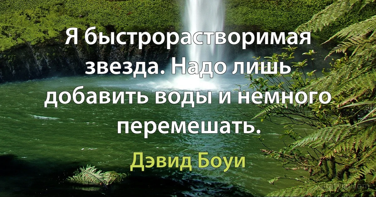 Я быстрорастворимая звезда. Надо лишь добавить воды и немного перемешать. (Дэвид Боуи)