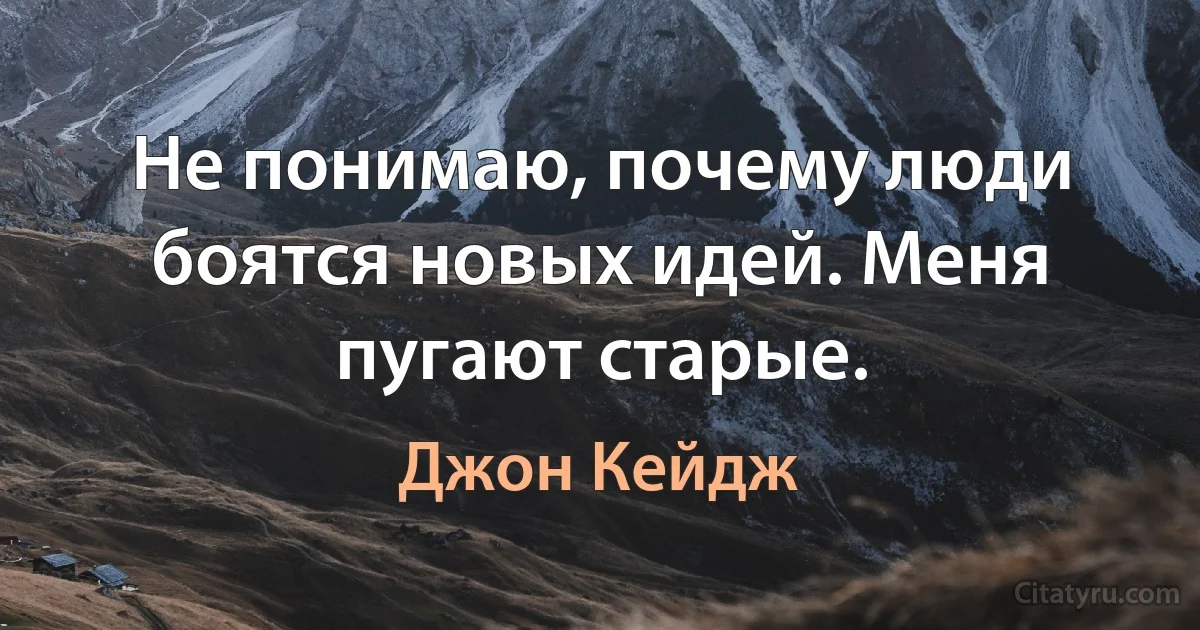 Не понимаю, почему люди боятся новых идей. Меня пугают старые. (Джон Кейдж)