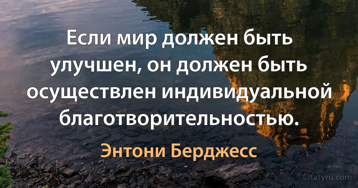 Если мир должен быть улучшен, он должен быть осуществлен индивидуальной благотворительностью. (Энтони Берджесс)