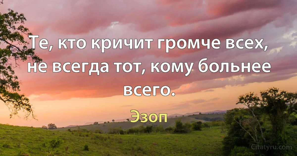 Те, кто кричит громче всех, не всегда тот, кому больнее всего. (Эзоп)