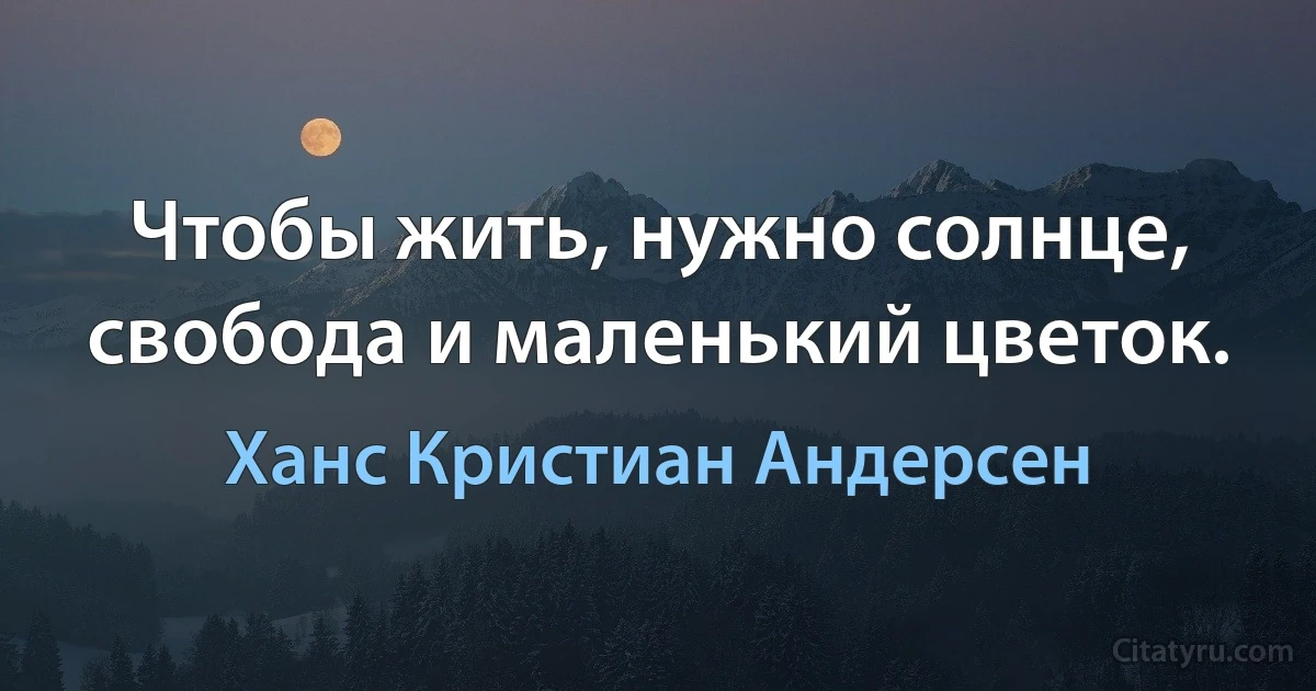 Чтобы жить, нужно солнце, свобода и маленький цветок. (Ханс Кристиан Андерсен)