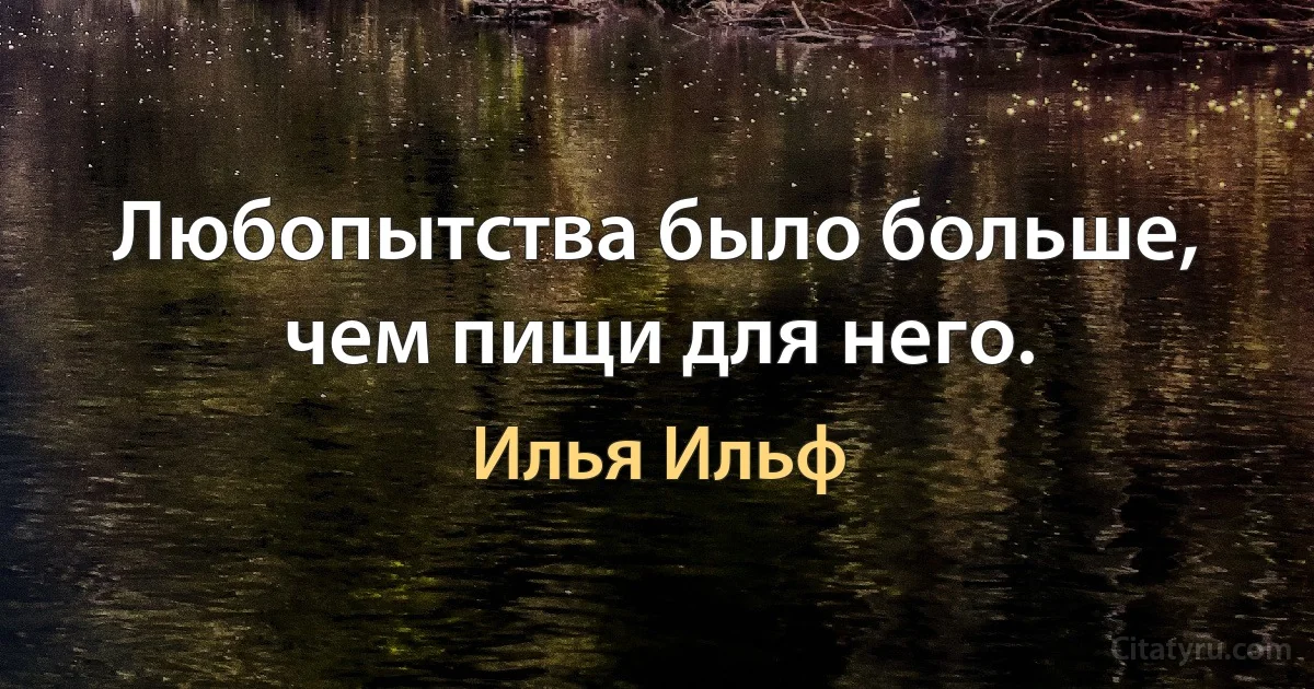 Любопытства было больше, чем пищи для него. (Илья Ильф)