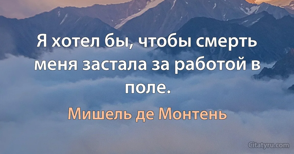 Я хотел бы, чтобы смерть меня застала за работой в поле. (Мишель де Монтень)