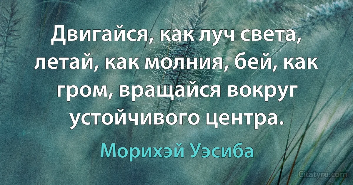 Двигайся, как луч света, летай, как молния, бей, как гром, вращайся вокруг устойчивого центра. (Морихэй Уэсиба)