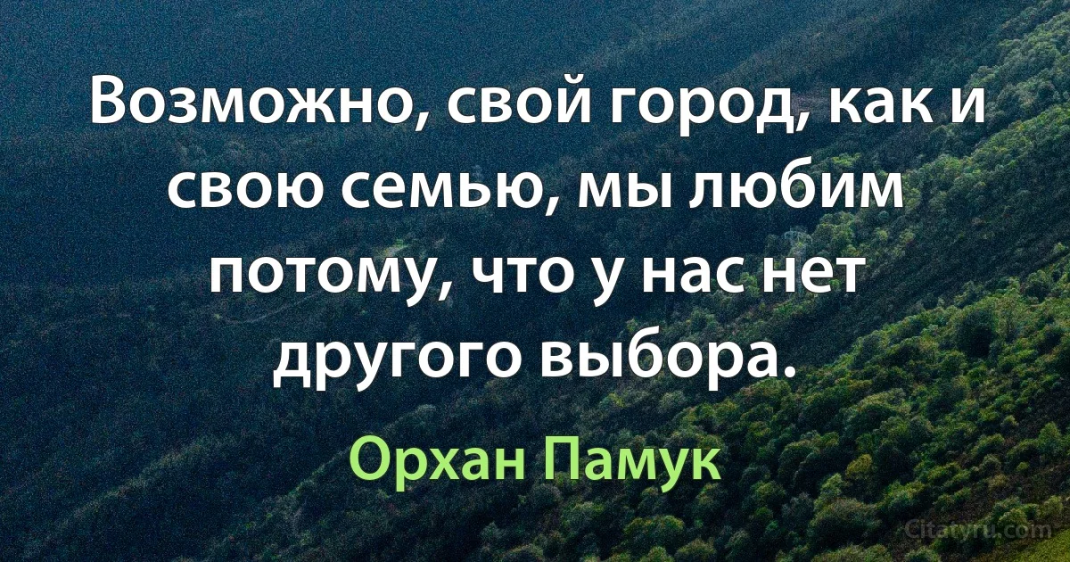 Возможно, свой город, как и свою семью, мы любим потому, что у нас нет другого выбора. (Орхан Памук)