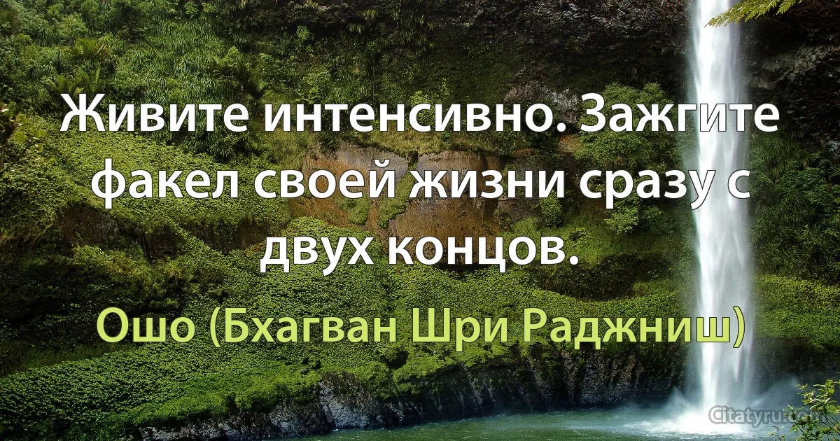 Живите интенсивно. Зажгите факел своей жизни сразу с двух концов. (Ошо (Бхагван Шри Раджниш))