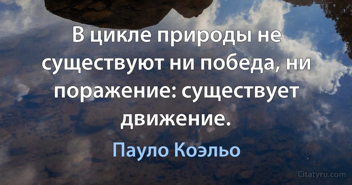 В цикле природы не существуют ни победа, ни поражение: существует движение. (Пауло Коэльо)