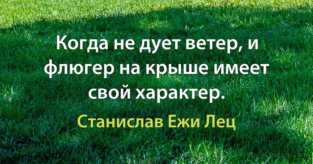 Когда не дует ветер, и флюгер на крыше имеет свой характер. (Станислав Ежи Лец)