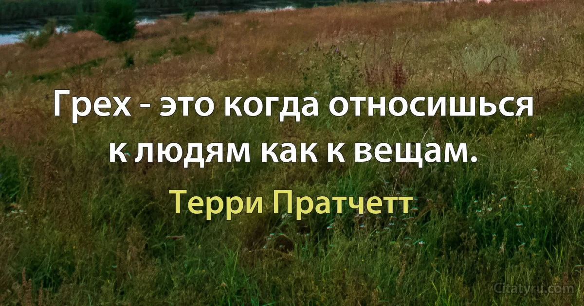 Грех - это когда относишься к людям как к вещам. (Терри Пратчетт)