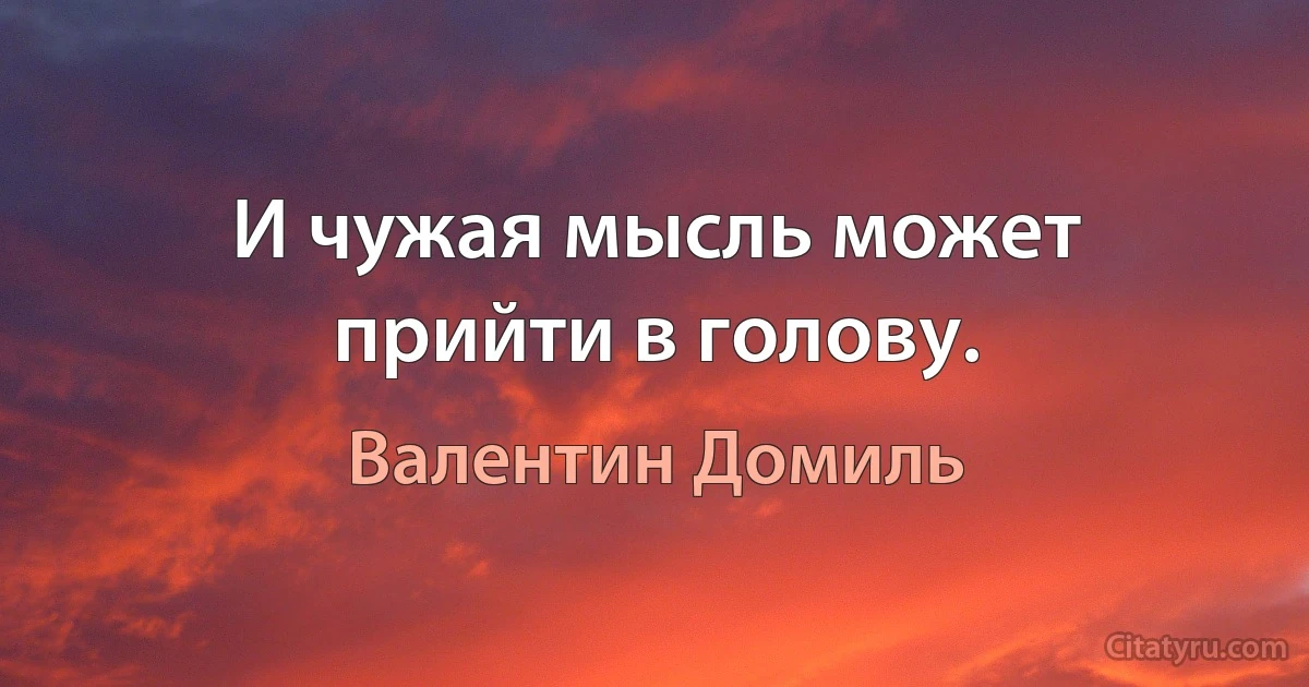 И чужая мысль может прийти в голову. (Валентин Домиль)