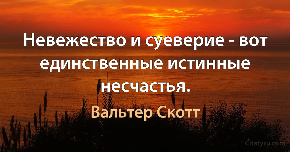 Невежество и суеверие - вот единственные истинные несчастья. (Вальтер Скотт)