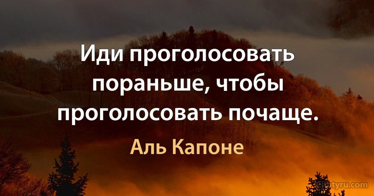 Иди проголосовать пораньше, чтобы проголосовать почаще. (Аль Капоне)