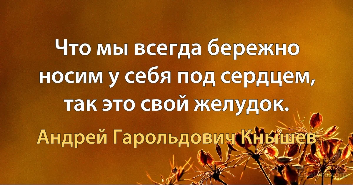 Что мы всегда бережно носим у себя под сердцем, так это свой желудок. (Андрей Гарольдович Кнышев)