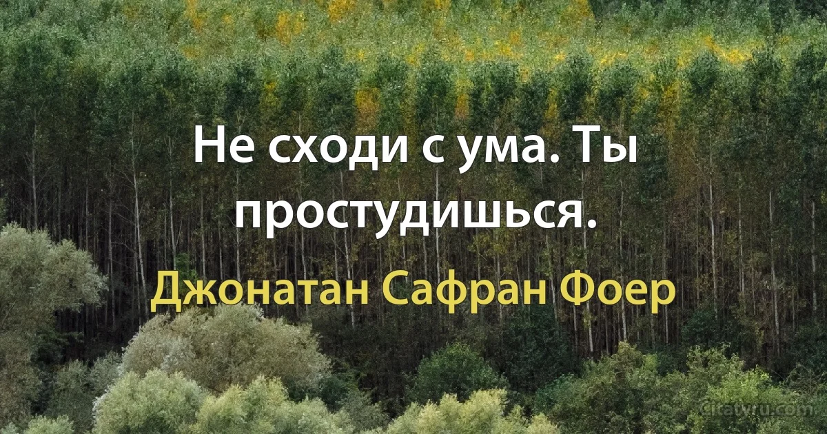 Не сходи с ума. Ты простудишься. (Джонатан Сафран Фоер)