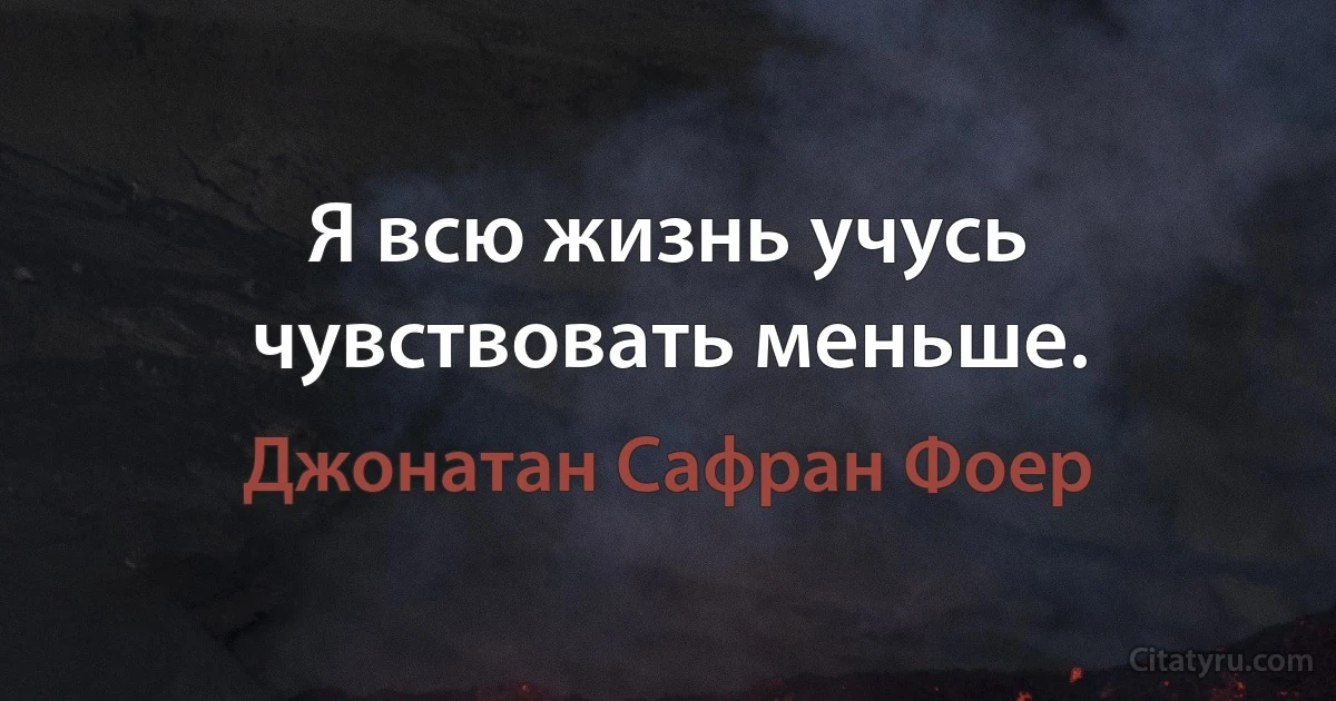 Я всю жизнь учусь чувствовать меньше. (Джонатан Сафран Фоер)