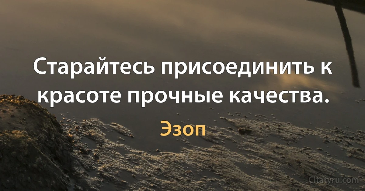 Старайтесь присоединить к красоте прочные качества. (Эзоп)