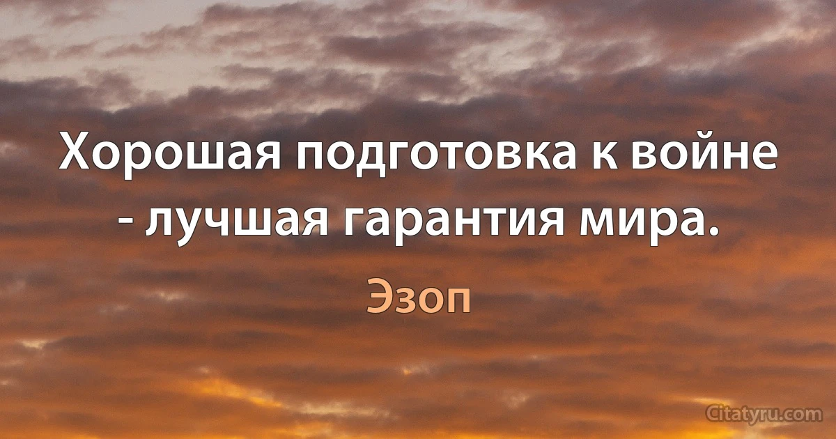 Хорошая подготовка к войне - лучшая гарантия мира. (Эзоп)