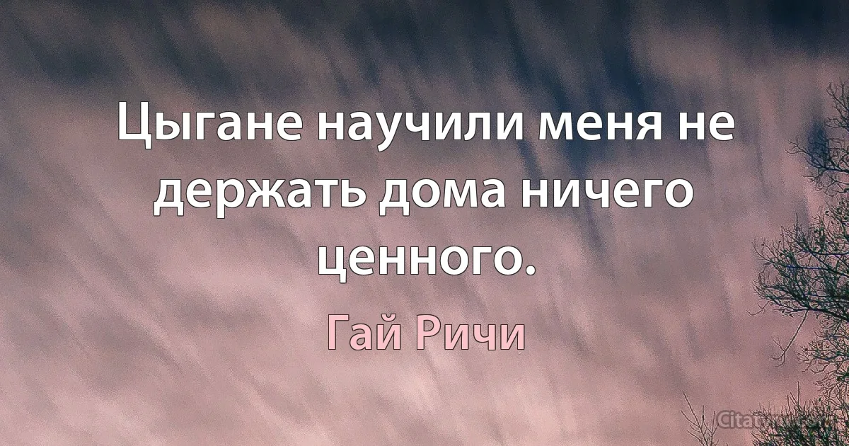 Цыгане научили меня не держать дома ничего ценного. (Гай Ричи)