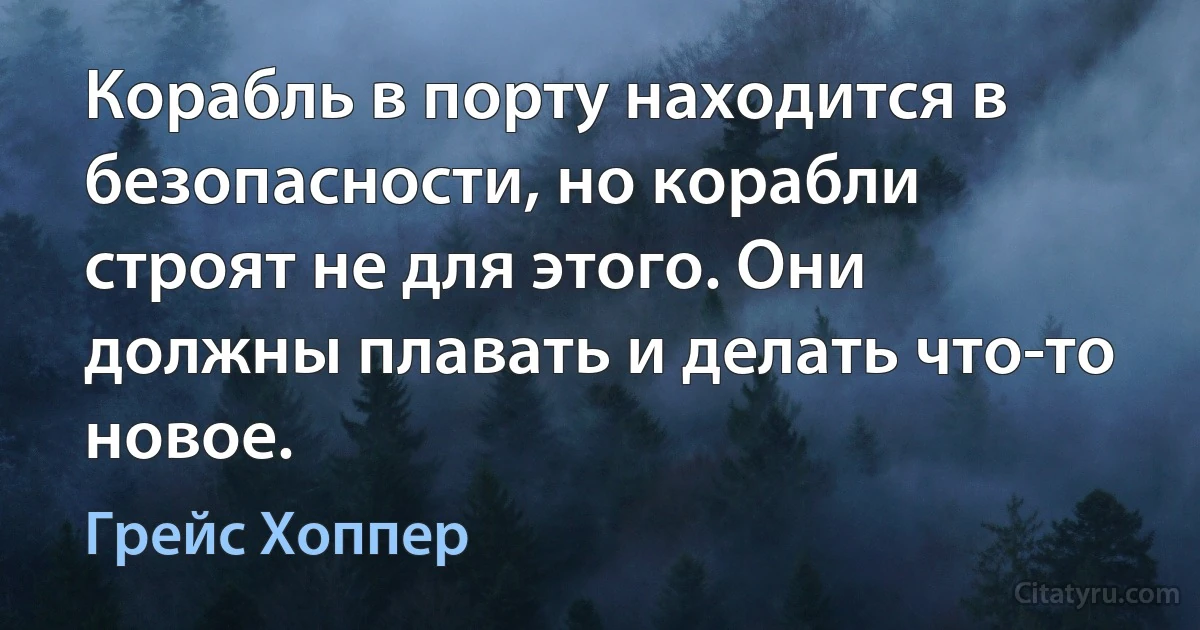 Корабль в порту находится в безопасности, но корабли строят не для этого. Они должны плавать и делать что-то новое. (Грейс Хоппер)