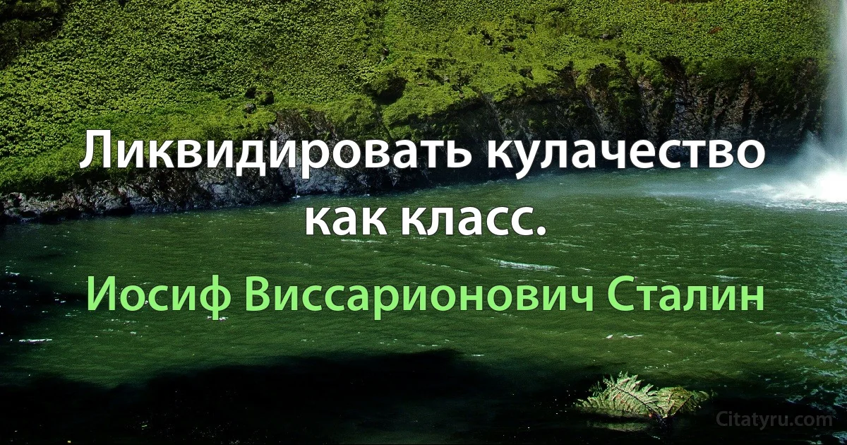 Ликвидировать кулачество как класс. (Иосиф Виссарионович Сталин)