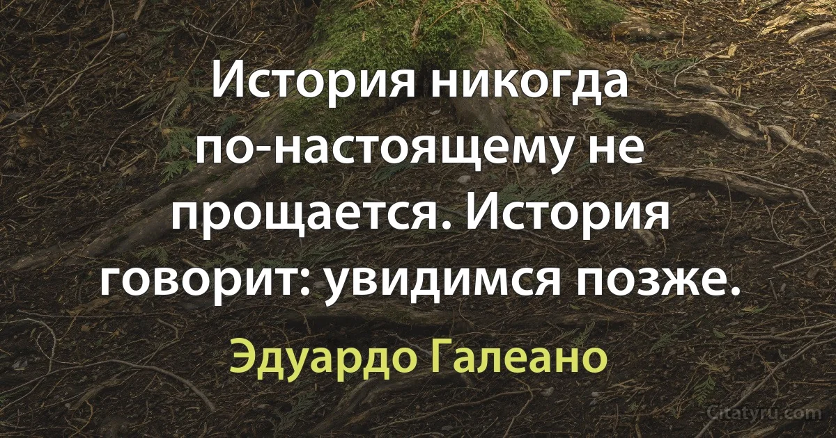 История никогда по-настоящему не прощается. История говорит: увидимся позже. (Эдуардо Галеано)