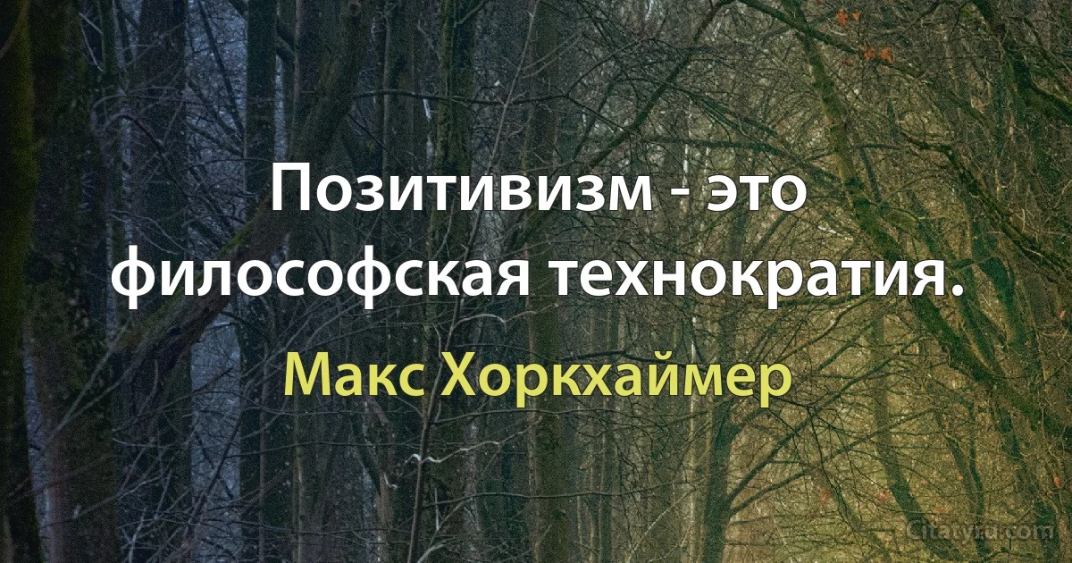 Позитивизм - это философская технократия. (Макс Хоркхаймер)