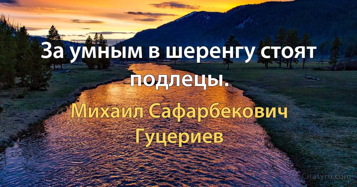 За умным в шеренгу стоят подлецы. (Михаил Сафарбекович Гуцериев)