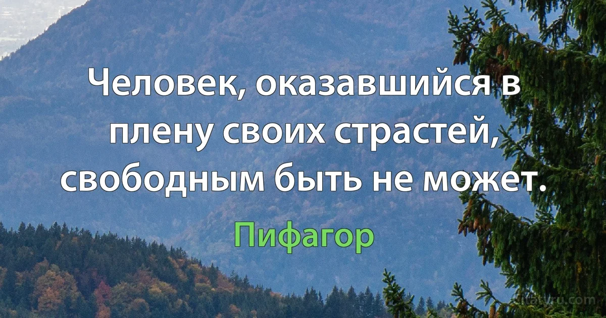 Человек, оказавшийся в плену своих страстей, свободным быть не может. (Пифагор)