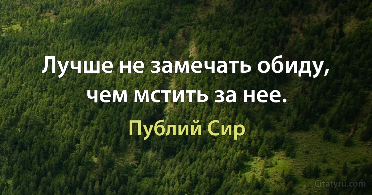 Лучше не замечать обиду, чем мстить за нее. (Публий Сир)