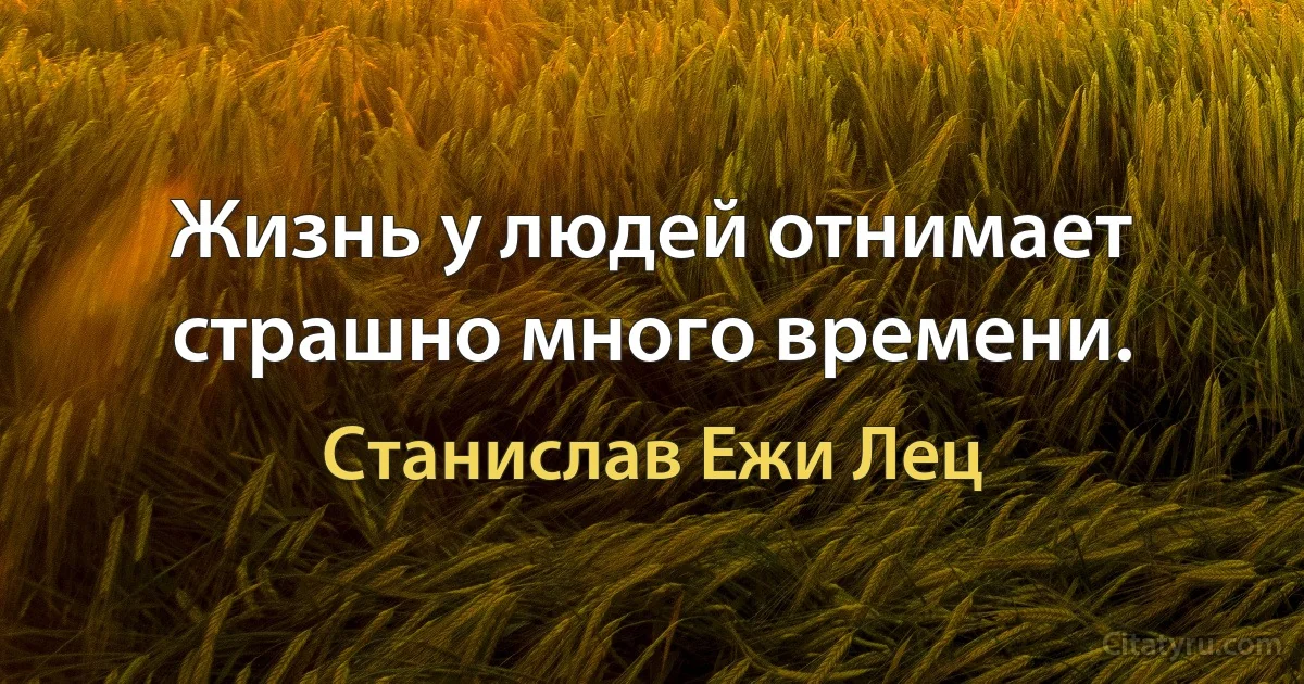 Жизнь у людей отнимает страшно много времени. (Станислав Ежи Лец)